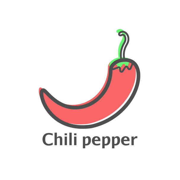 Icono de línea web. Pimienta, chile
 - Vector, Imagen