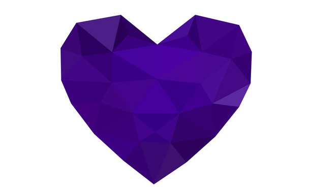 Dark Purple vector abstract glitter heart shape on white background. - Vector, Image