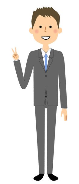 Businessman,V sign - Vector, Image