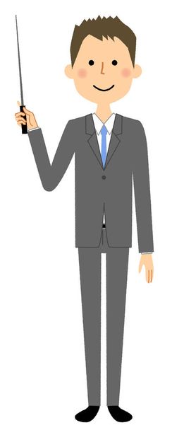 Businessman,Pointer stick - Vector, Imagen
