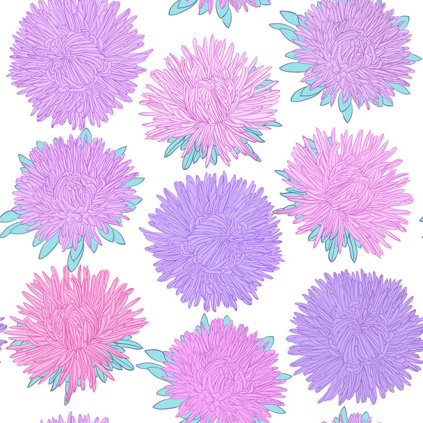 Beautiful seamless pattern with flowers asters. design for greeting cards and invitations of wedding, birthday, Valentine's Day, mother's day and other seasonal holiday - Vector, Image
