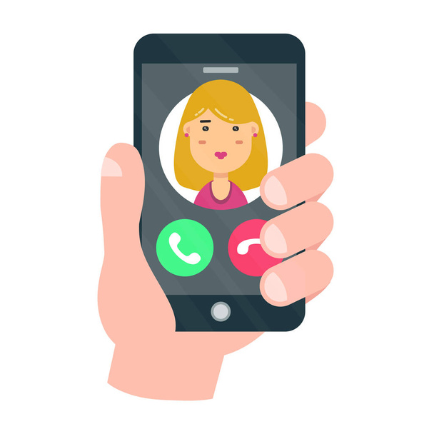 Incoming call on smartphone screen - Vector, Image