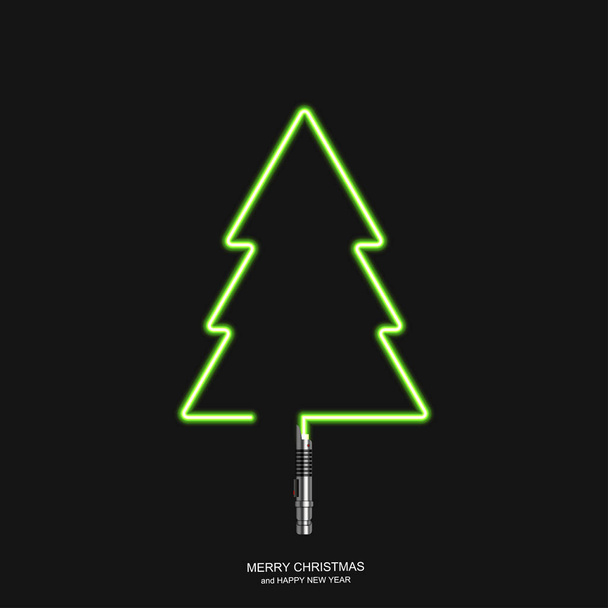 Vector concepto moderno árbol de Navidad y espadas de luz - Vector, imagen