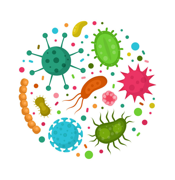 Microorganismo bacteriano en un círculo
.  - Vector, imagen