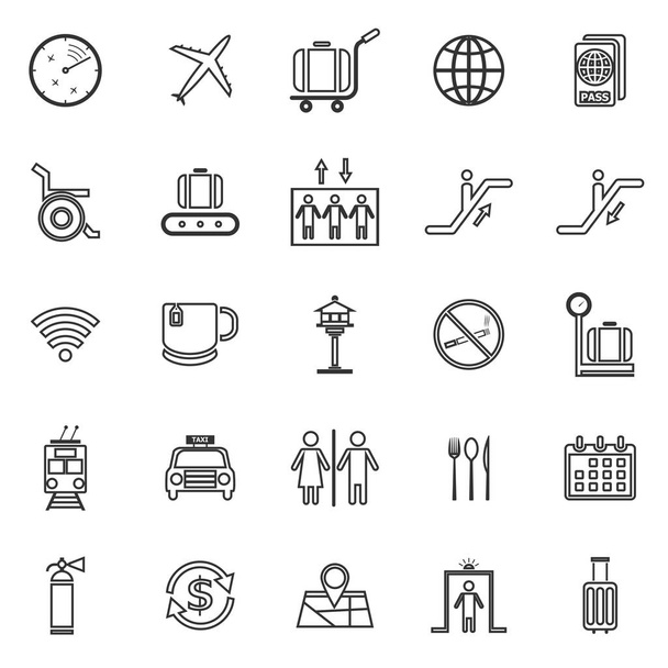 Iconos de línea de aeropuerto sobre fondo blanco
 - Vector, imagen