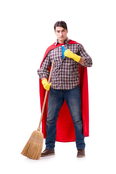 Супер герой очищувач ізольований на білому
 - Фото, зображення