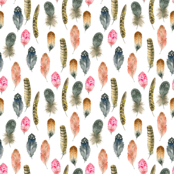Watercolor feather pattern - Photo, Image