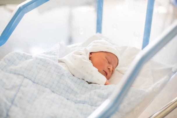 Newborn baby laying in crib in prenatal hospital - Photo, Image