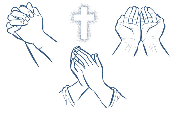 Prayer hand set - Vector, Image