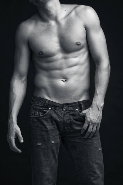 bare muscled male torso with a press - Photo, image