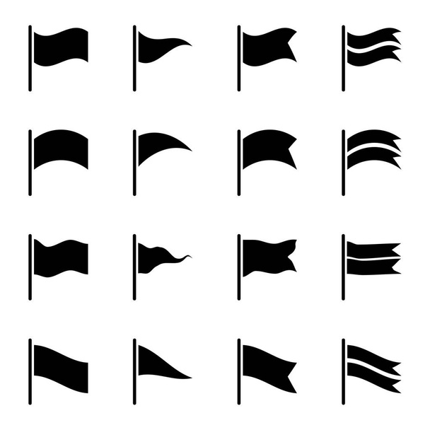 Conjunto de icono de vector de bandera negra aislado sobre fondo blanco
 - Vector, Imagen