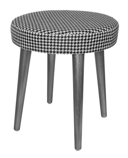 Handmade stool in silvery gray with black and white pattern mate - Photo, Image