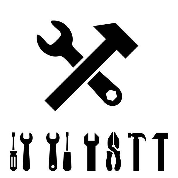 Herramientas de servicio iconos con martillo aislado sobre fondo blanco. Opciones ilustración vectorial. Símbolo de configuración
 - Vector, imagen