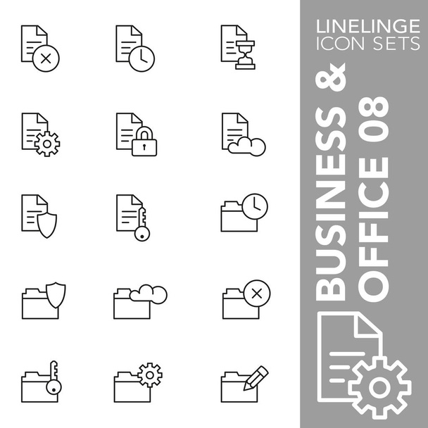Premium stroke icon set of files and folder, user interface, data, and desktop files 08. Linelinge, modern outline symbol collection - Vector, Image