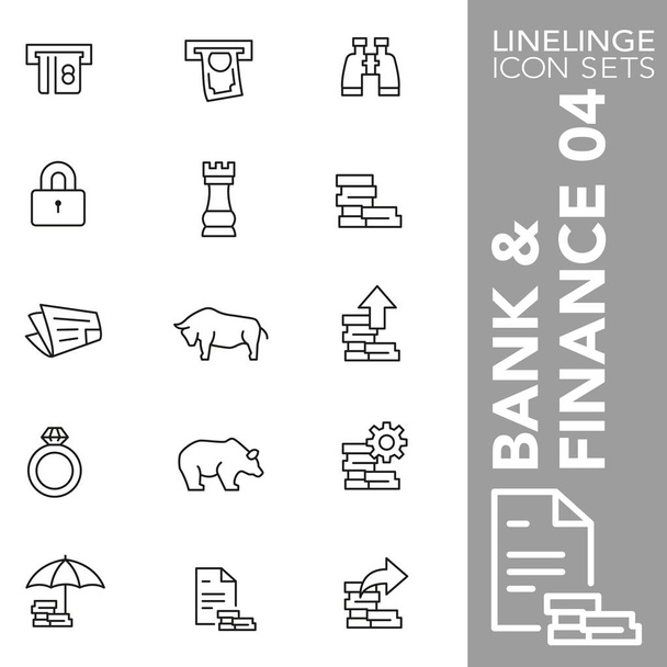 Bankacılık, finans ve ekonomi 04 prim vuruş simgesi kümesi. Linelinge, modern anahat sembol koleksiyonu - Vektör, Görsel