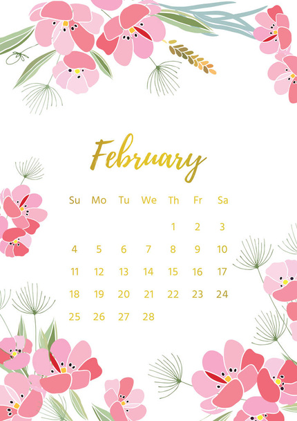Vintage floral calendar 2018 - Vector, afbeelding