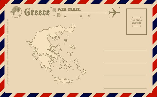 Vintage postcard with map of Greece - Vector, Image