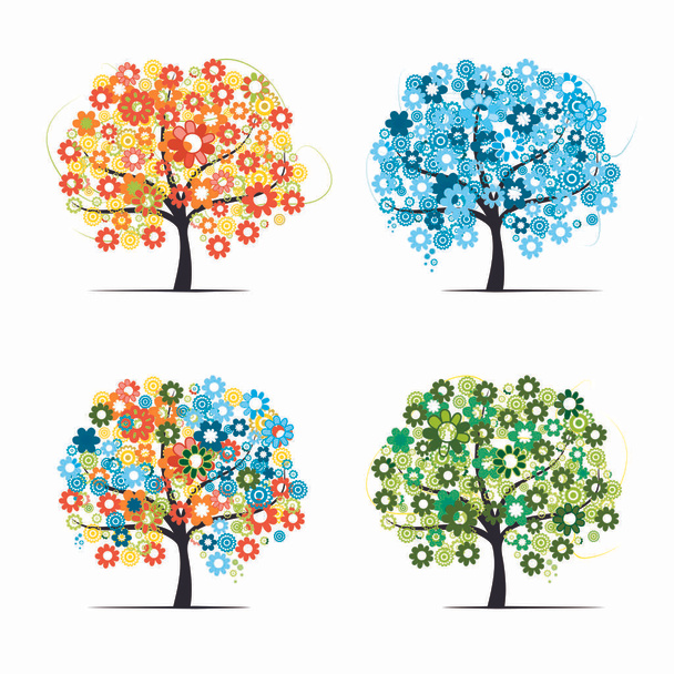 cuatro estaciones árboles: otoño; invierno; primavera; verano
 - Foto, imagen