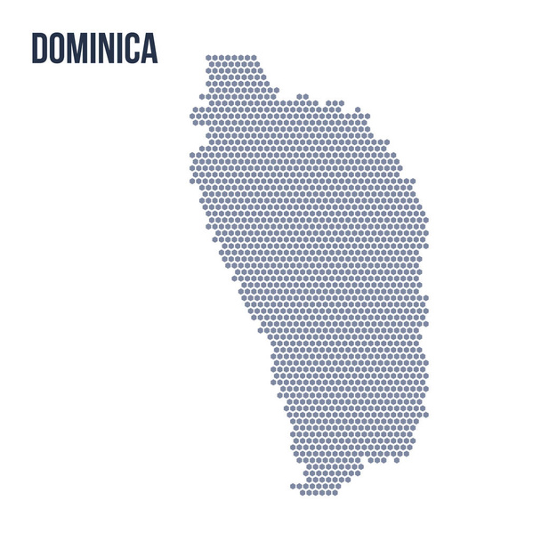 Vector zeshoek kaart van Dominica. Bedrijfsruimte in het land. - Vector, afbeelding
