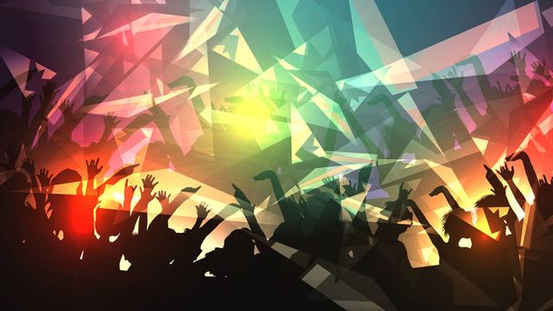 Party People tömeg, Disco világzenével háttér - vektor Illu - Vektor, kép