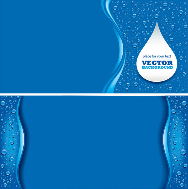 Vízcseppek a kék háttér, szöveg helye - Vektor, kép