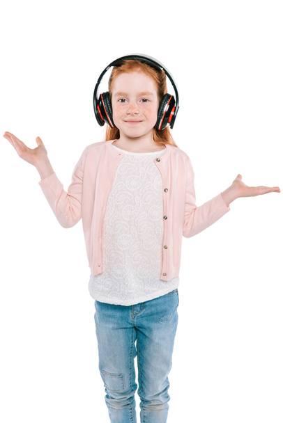 child listening music with headphones - Foto, Imagem