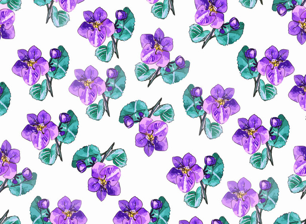 Фіолетові квіти на білому тлі
 - Вектор, зображення
