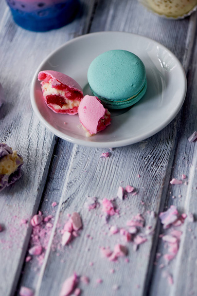 Beautiful sweets pastel shades on a beautiful wooden background.Aesthetic picture. dining, cooking, for childrens parties - Valokuva, kuva