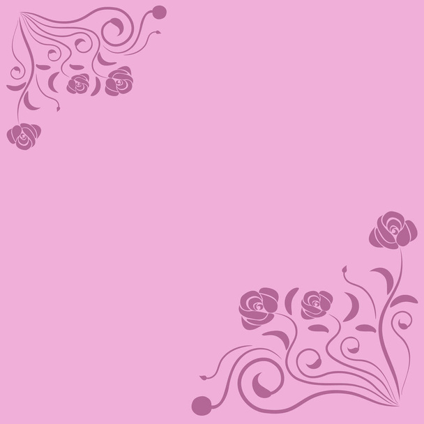 Rose flower corner ornament card design. - ベクター画像