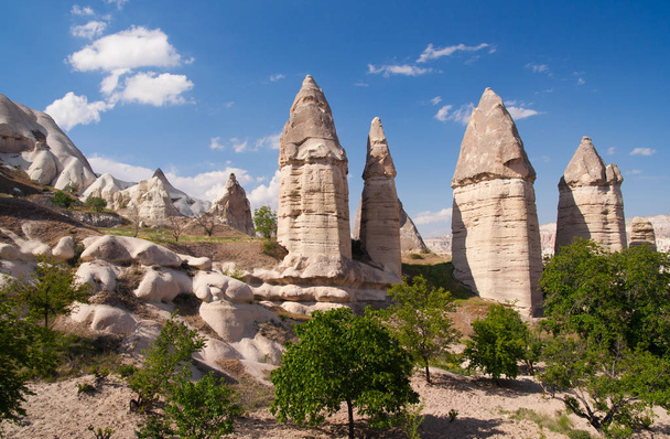 Rock formations in the Love valley near the Goreme. Cappadocia - Foto, imagen