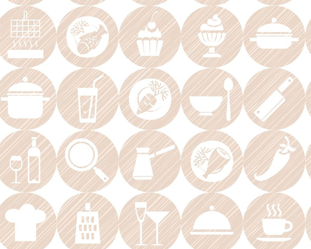 Kitchen, cooking, background, seamless, pink-grey, vector.  - Вектор,изображение