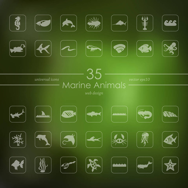 Sada ikon, mořští živočichové - Vektor, obrázek