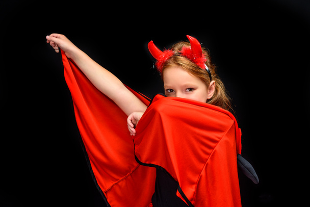 kid in halloween costume of devil - Photo, Image