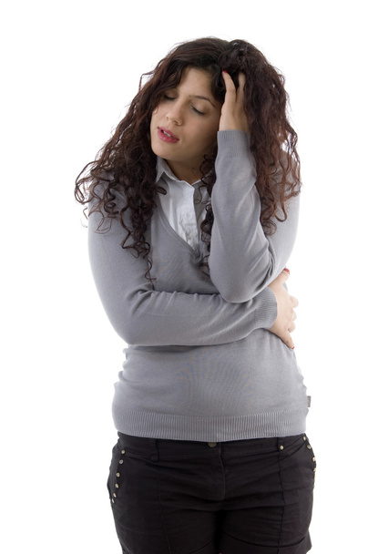 У жінки головний біль, подряпана голова
 - Фото, зображення