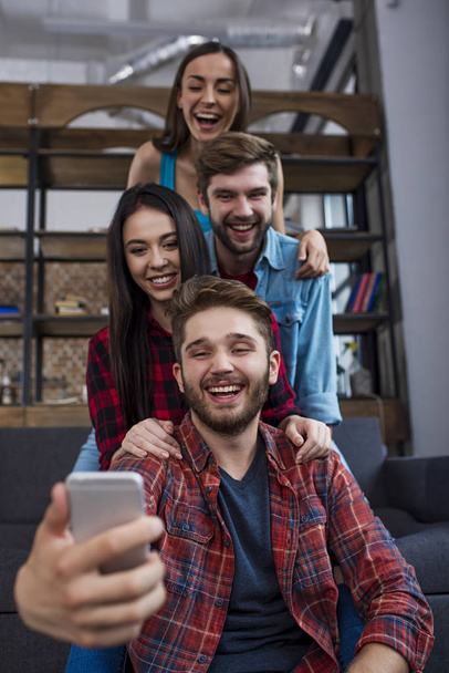  people taking selfie at home - Photo, image