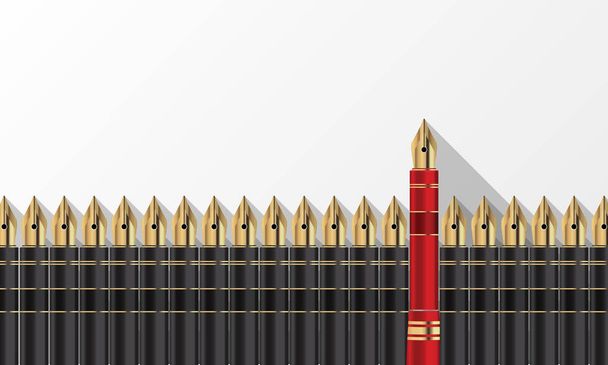 灰色のペン、1 つの赤ペン。異なる概念だと思う - ベクター画像