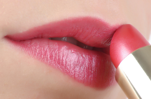 Female lips with lipstick - Φωτογραφία, εικόνα