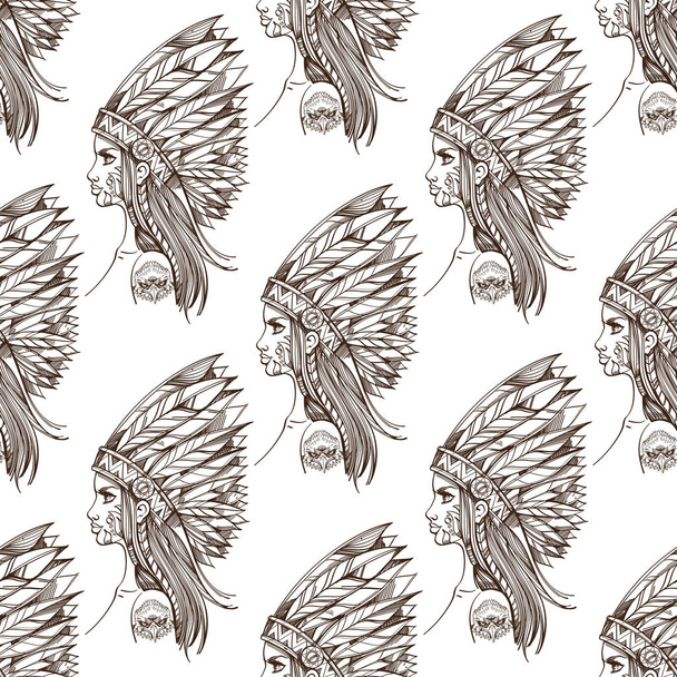 pattern from outline Beautiful girl  - Vector, Image