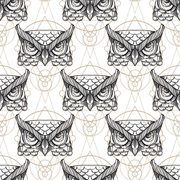 Muzzle of an owl seamless pattern - Διάνυσμα, εικόνα
