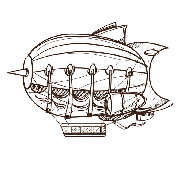 Vintage airship outline drawing - ベクター画像