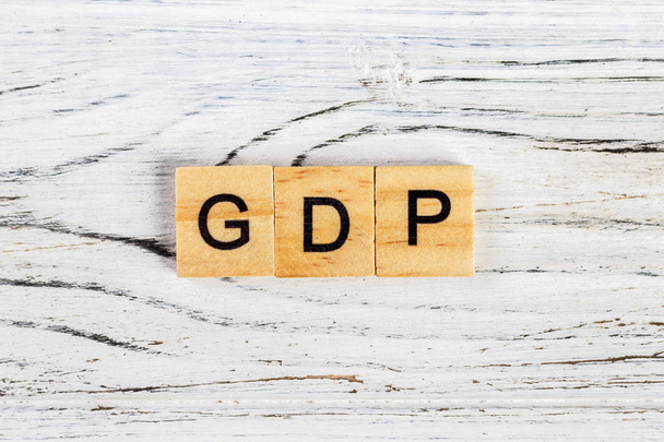GDP Gross Domestic Product word made with wooden blocks concept - Fotoğraf, Görsel