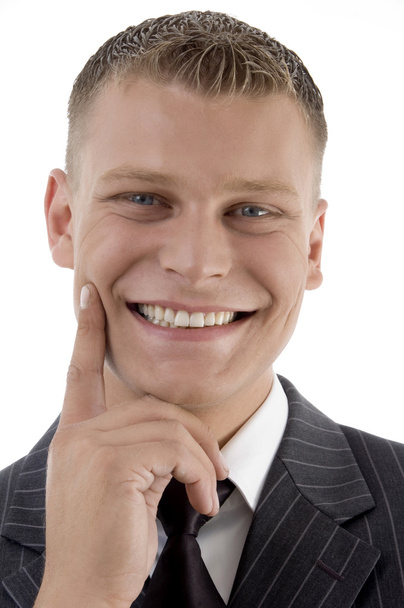 Cheerful face of young businessman - Foto, Imagen
