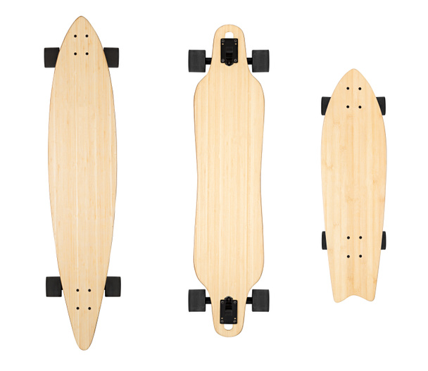 Skateboard mock up, blank longboard isolated white background - Photo, Image