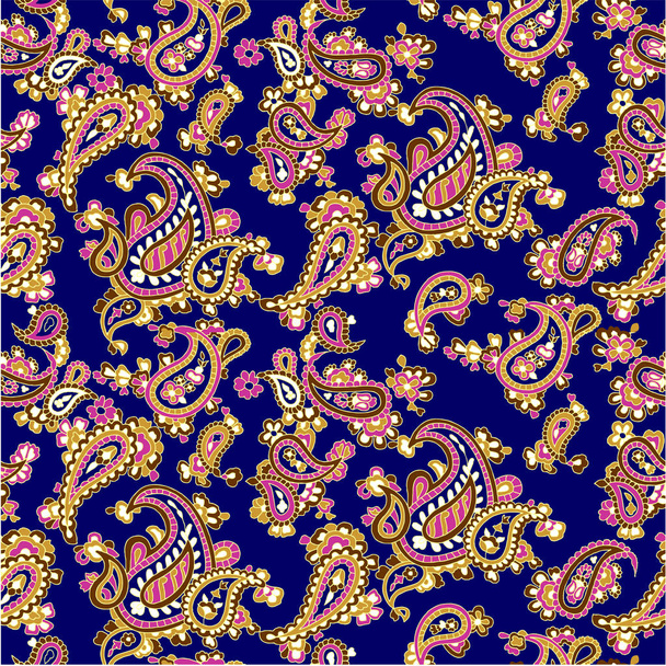 Naadloos patroon met paisley en bloemen - Vector, afbeelding
