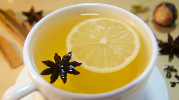 šálek čaje s citronem a anýzu - Záběry, video