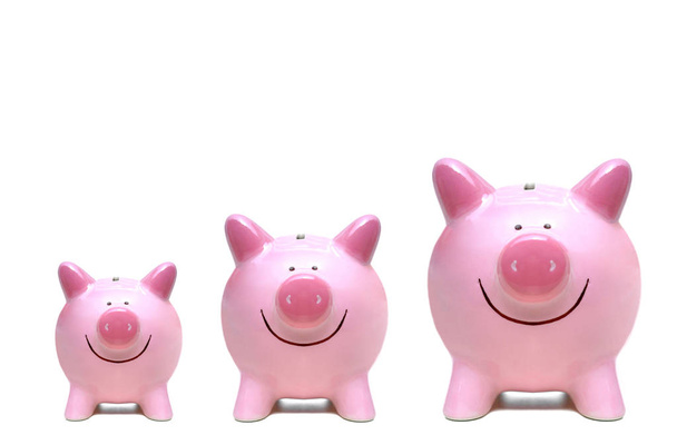 Rózsaszín malacka bankok-három különböző méretben - Fotó, kép
