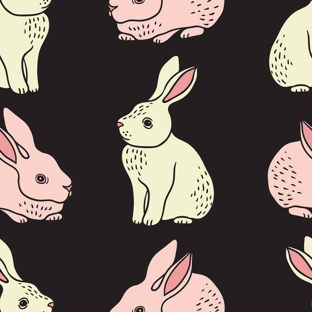 Little White Rabbit Vector Seamless Pattern - Vektor, kép