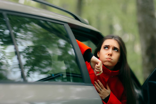 Car Sick Woman Having Motion Sickness Symptoms - Photo, Image