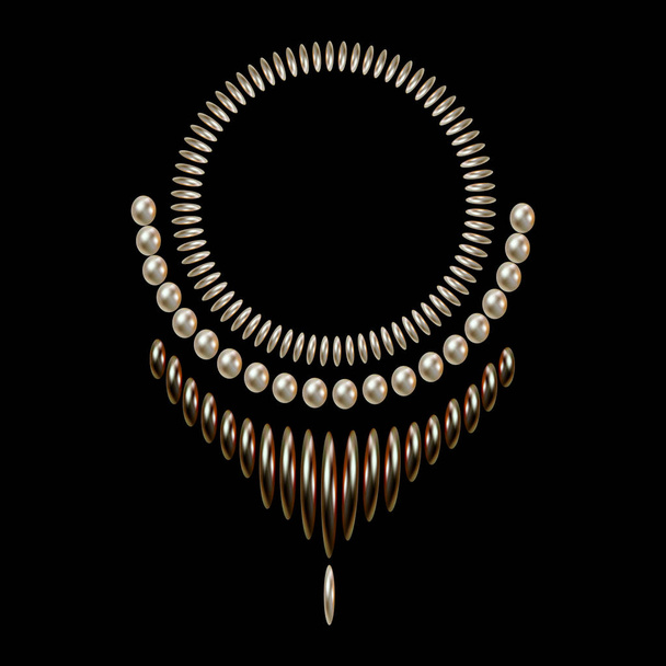 Halskette mit rosa und schwarzen Perlen und Sternen romantisch - Vektor, Bild