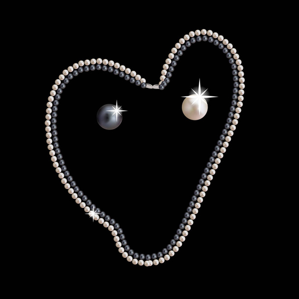 Heart with large beautiful pink pearls and stars romantic - Vector, Image